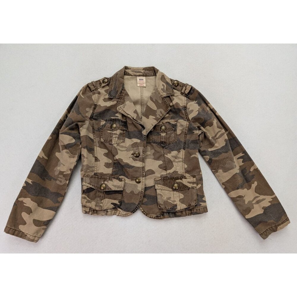 Faded Glory 90s Y2K Women's Jacket Size M 8-10 Camo Army Military Brown
